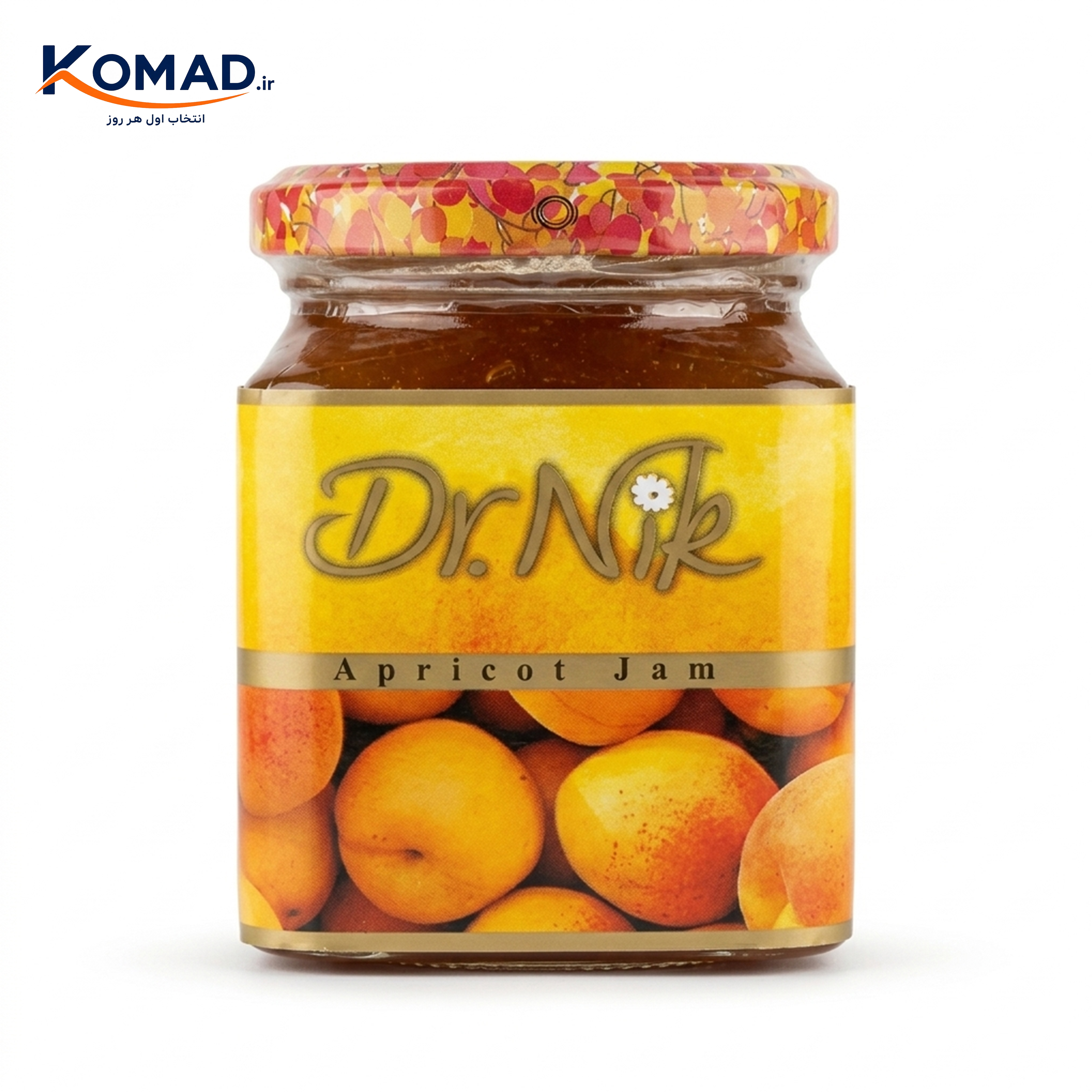 مربای شیشه ای زرد آلو دکتر نیک 300 گرم