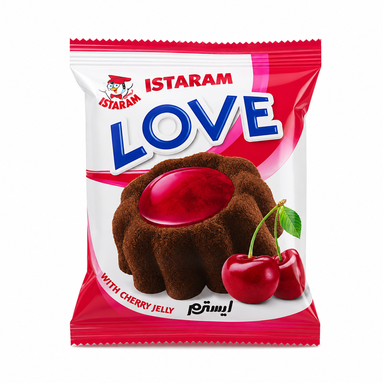 کیک مغزدار ژلهای آلبالویی ایسترم LOVE