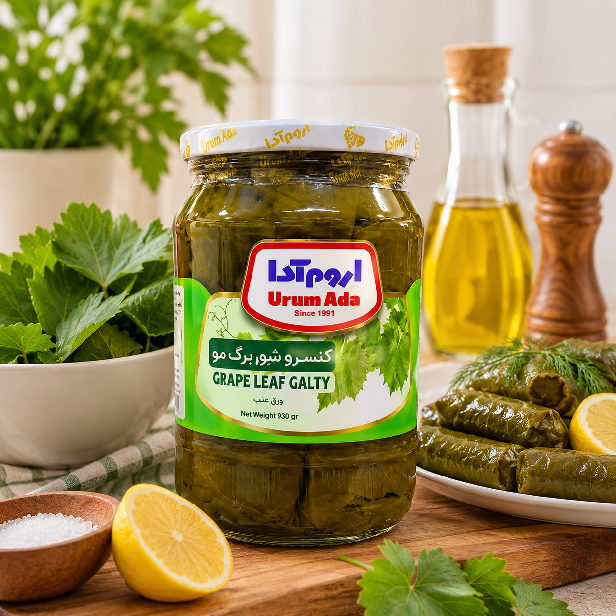 کنسرو شور برگ مو اروم آدا ۹۳۰ گرم