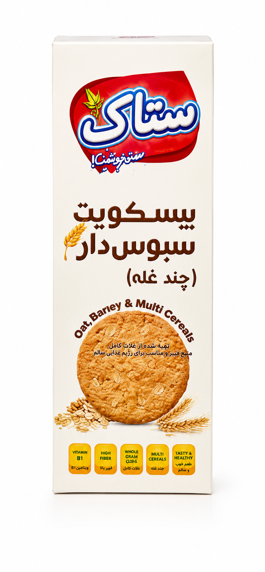 بیسکویت سبوس‌دار چندغله ساده ستاک ۳۷۰ گرم