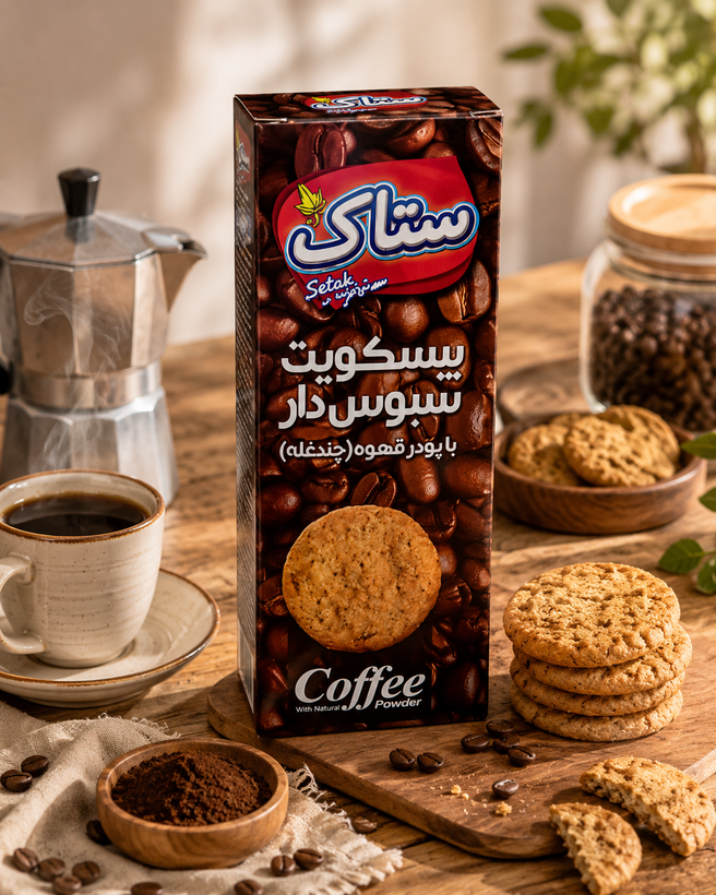بیسکویت سبوسدار چندغله با پودر قهوه ستاک ۳۷۰ گرم