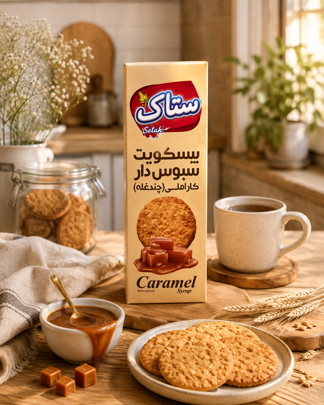 بیسکویت سبوسدار چندغله کاراملی ستاک ۳۷۰ گرم