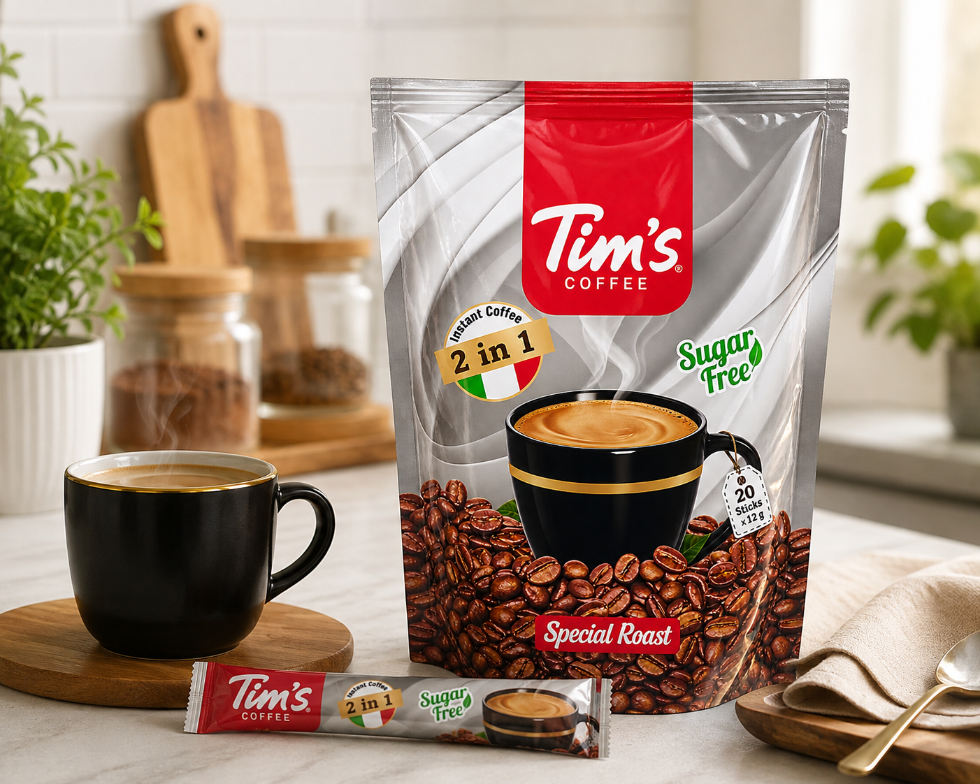 قهوه فوری تیمز 2 در 1 بدون شکر مدل Special Roast ۲۰ عددی