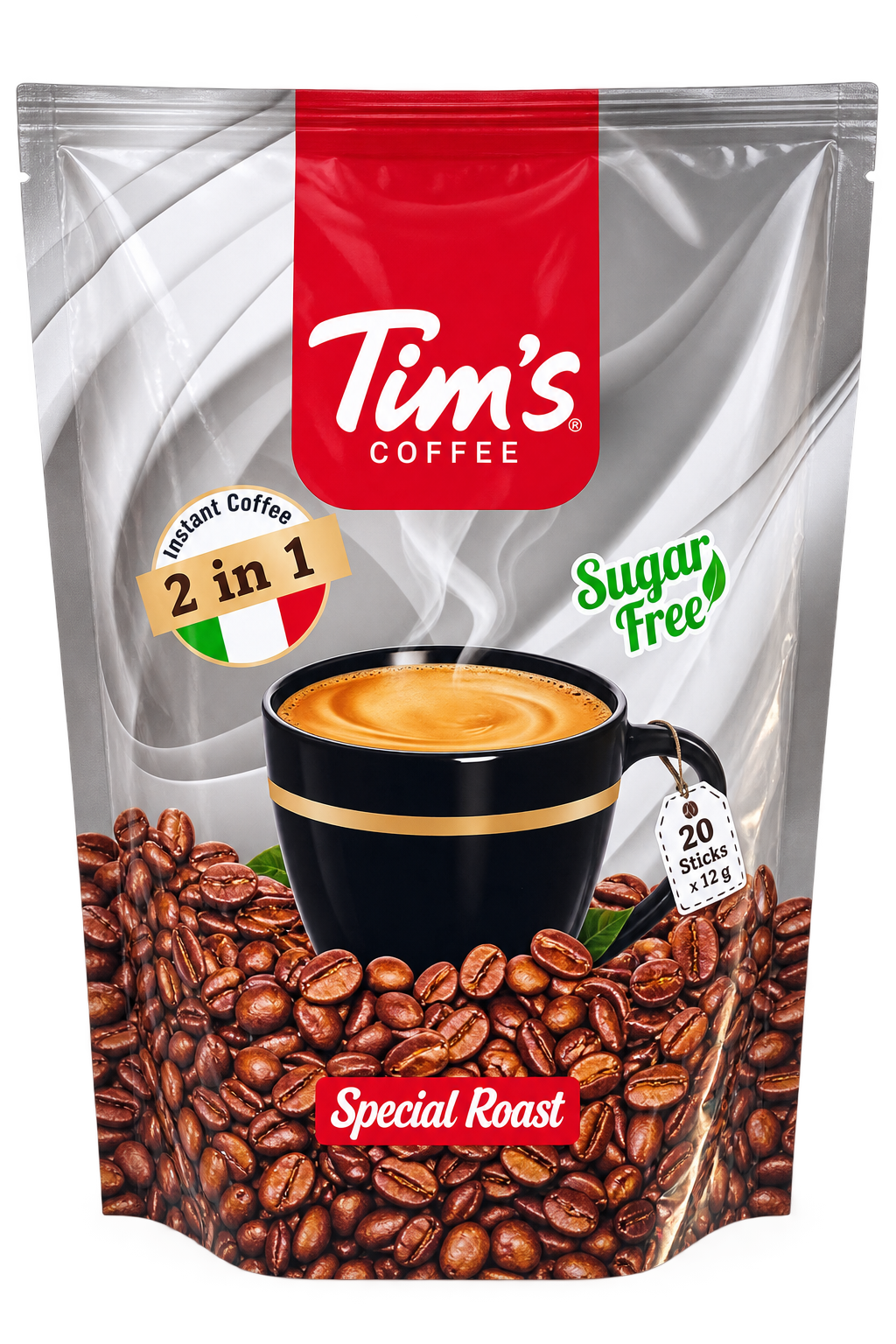 قهوه فوری تیمز 2 در 1 بدون شکر مدل Special Roast ۲۰ عددی