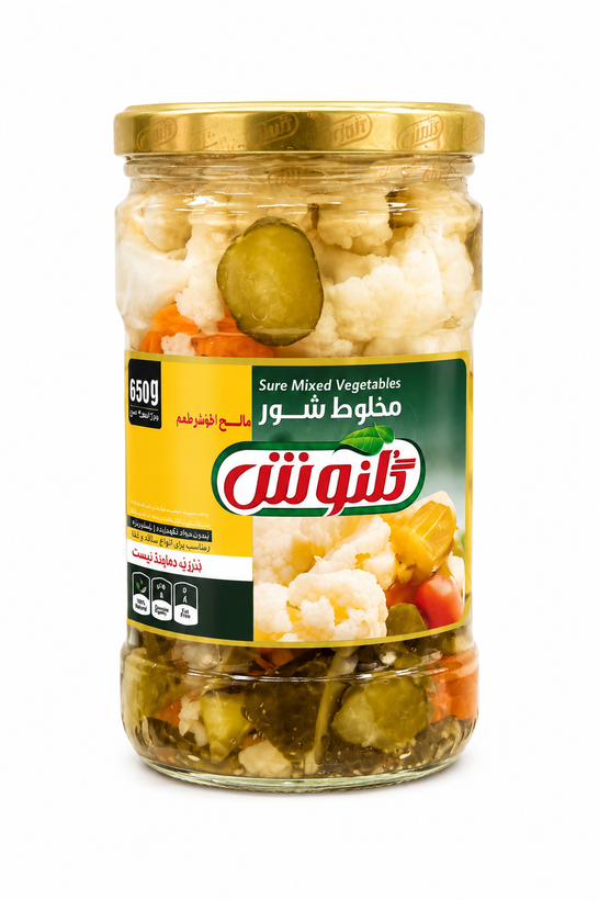 ترشی مخلوط شور ۶۶۰ گرم گلنوش