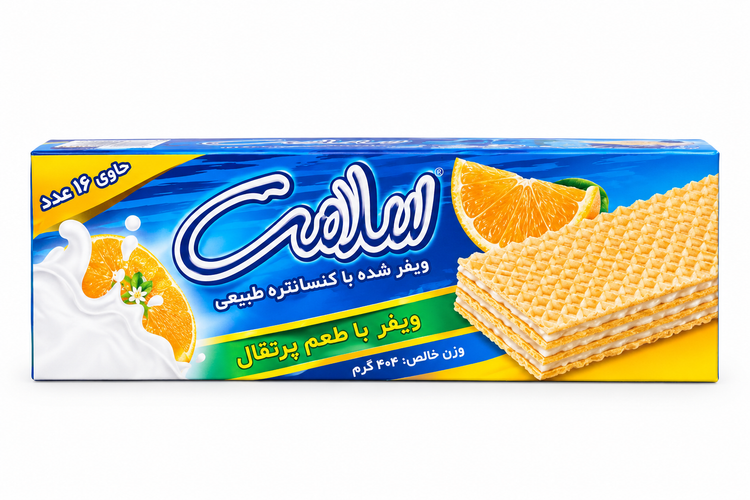 ویفر ۱۲ عددی پرتقالی ۱۶۰ گرم سلامت