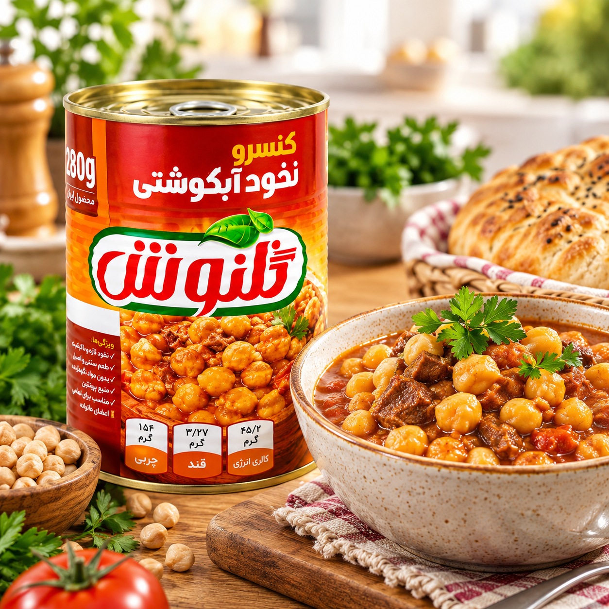 کنسرو نخود آبگوشتی گلنوش